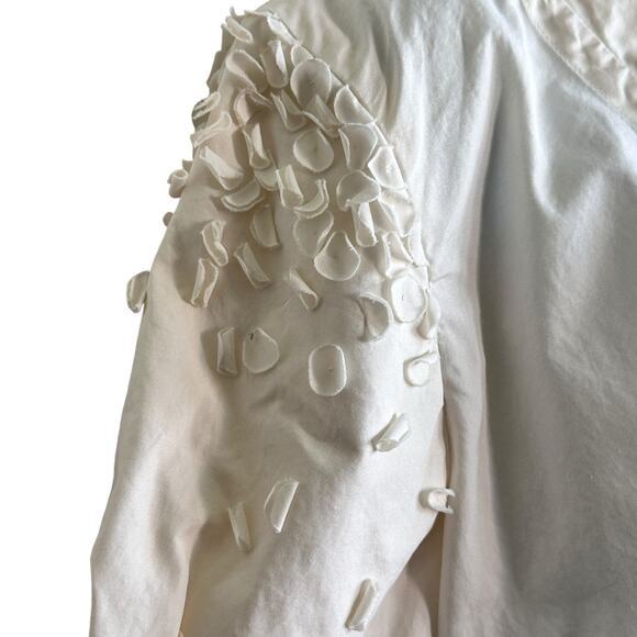 Issey‎ Miyake off-white appliqué short sleeve blouse top size 4 - Picture 9 of 12